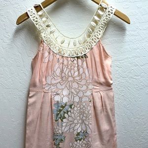 Free People Pale Pink Lotus Flower Short Summer Dress Size 0